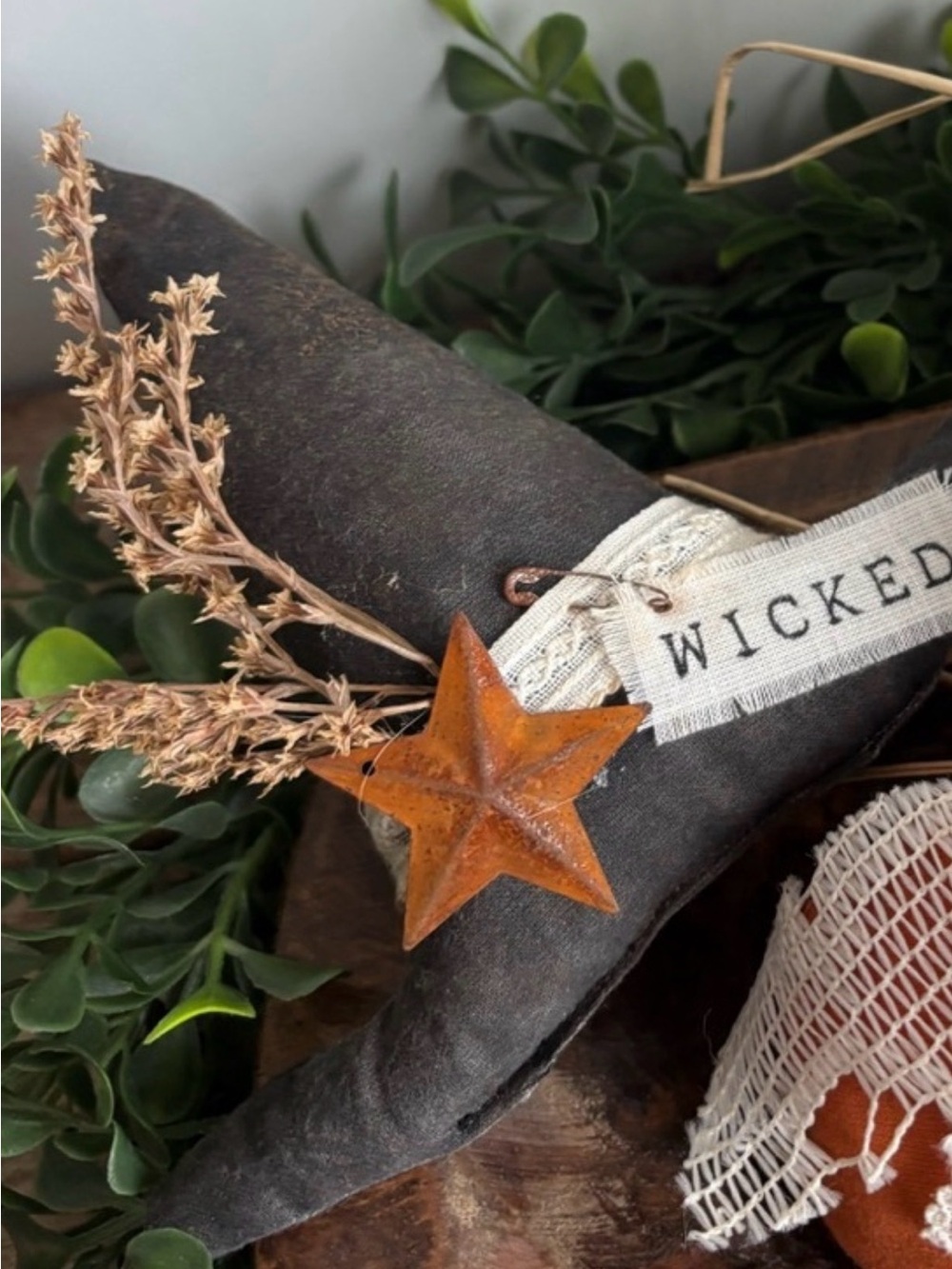 Grunge Wicked Black WitchHat Handmade Accent w/Star NEW ITEM Final Sale